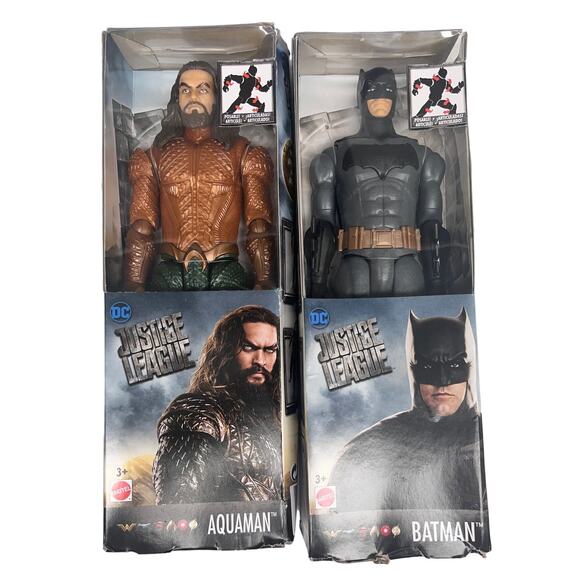 2 DC Justice League AQUAMAN & BATMAN Posable Action Figures! Never been open - Picture 1 of 16